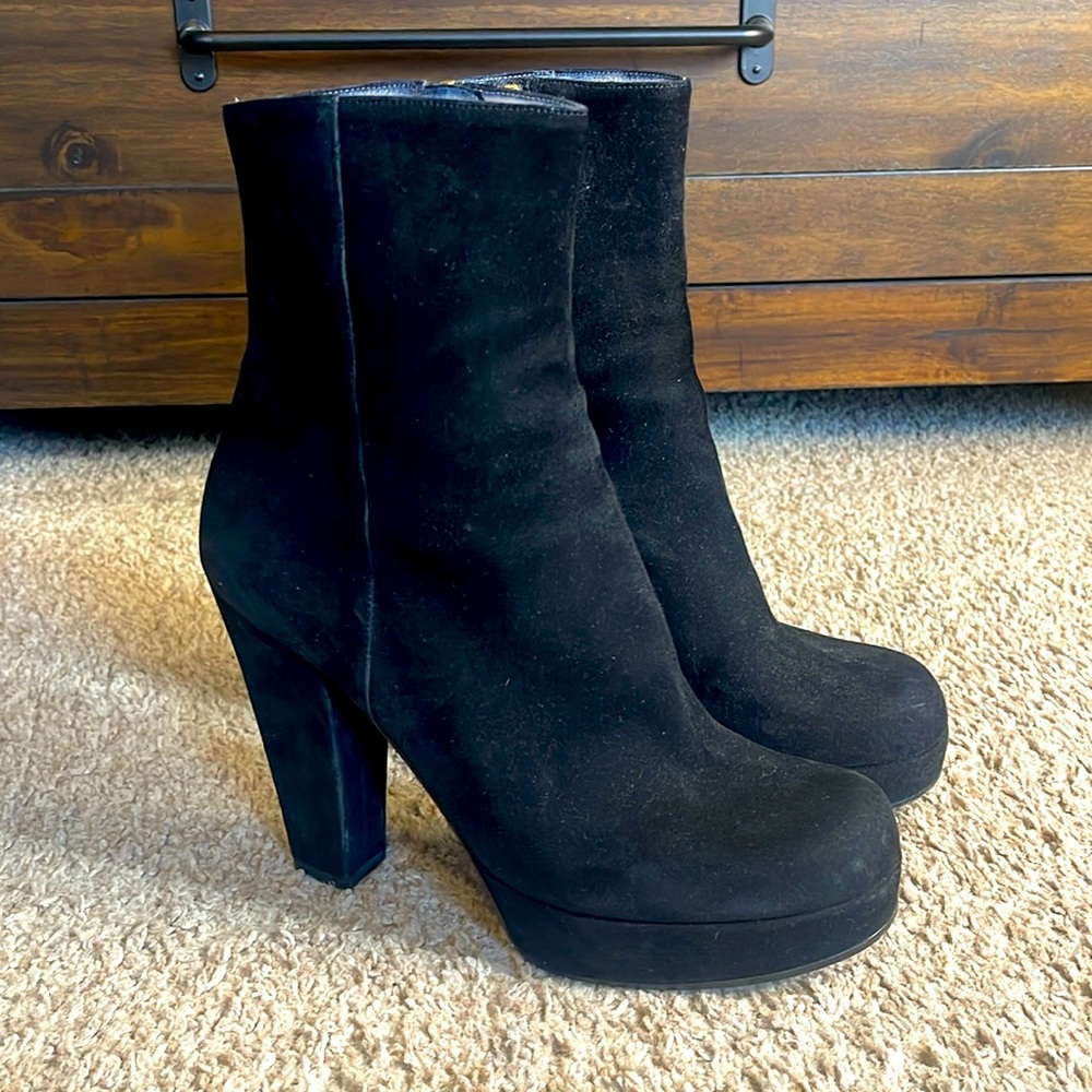 YSL black suede bootie size 39